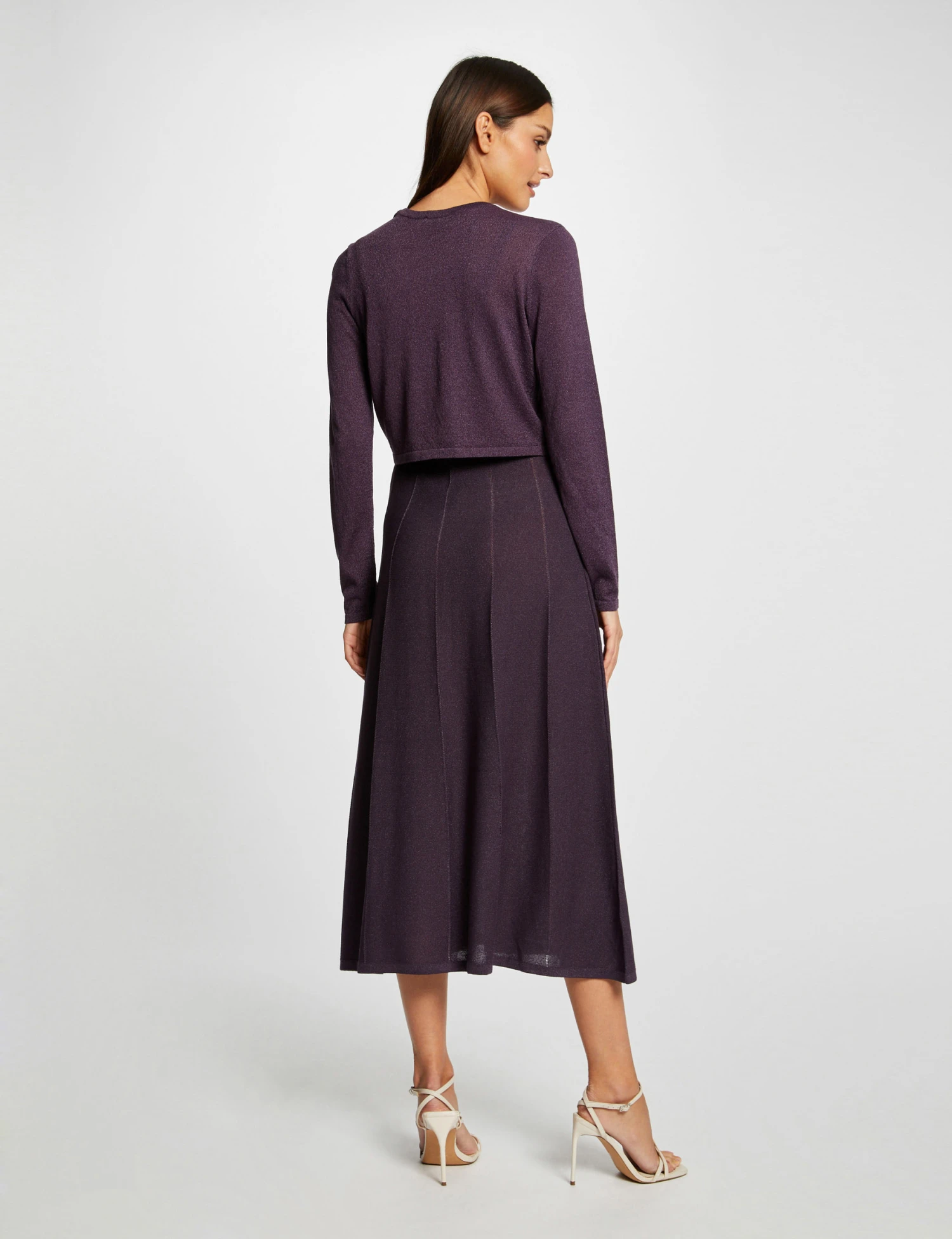 Gilet Manches Longues Col Ouvert Prune Femme – Image 2