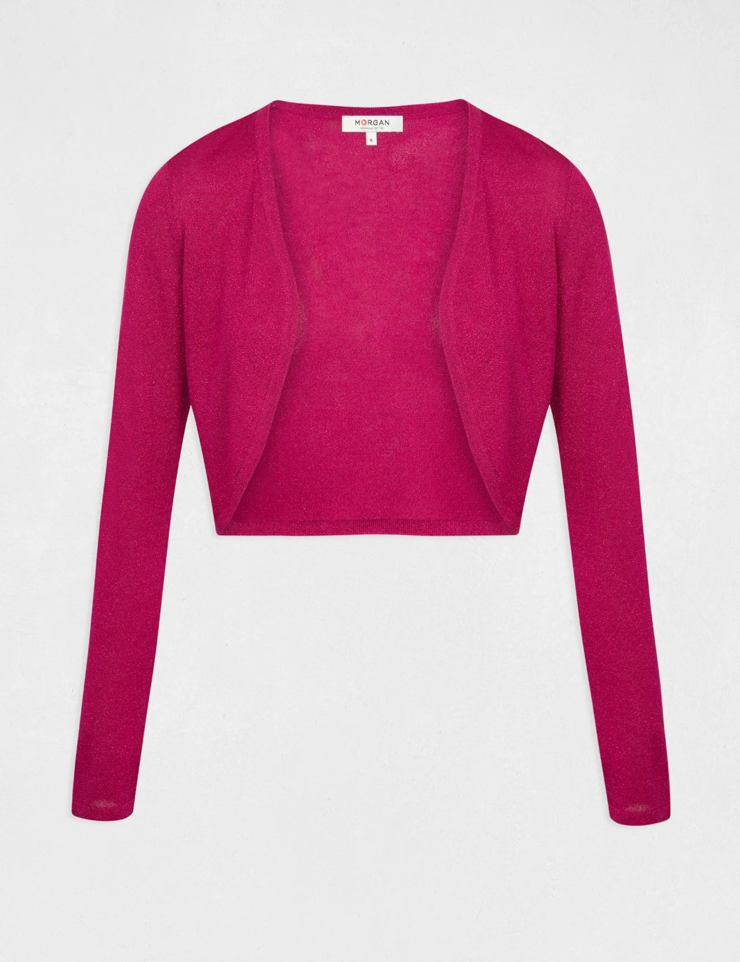 Gilet Manches Longues Col Ouvert Rose Fonce Femme – Image 4