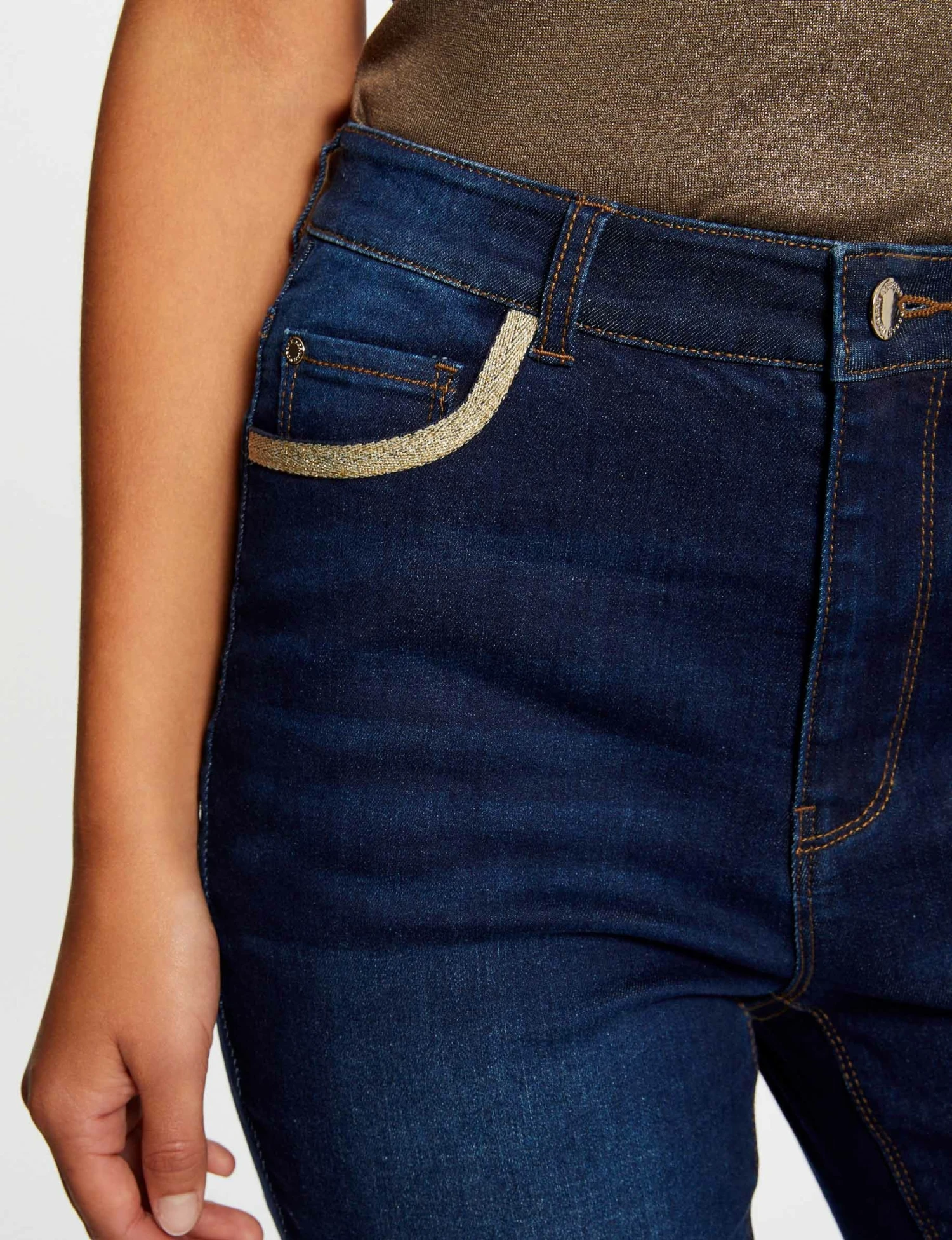 Jeans Skinny à Bandes Métallisées Jean Brut Femme – Image 5