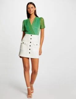 Jupe City Droite Boutonnée Ecru Femme