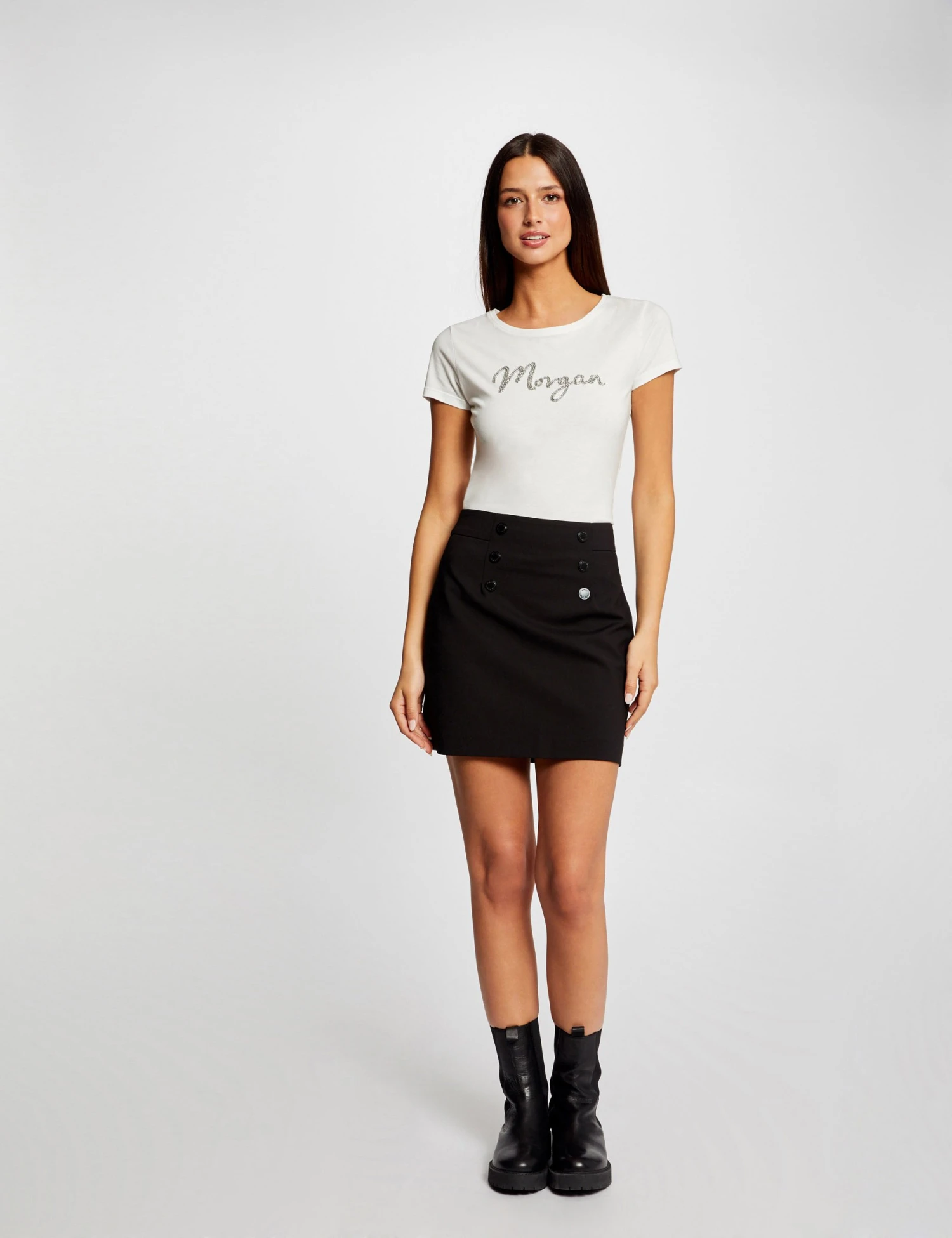 Jupe Droite Ă Pont Noir Femme