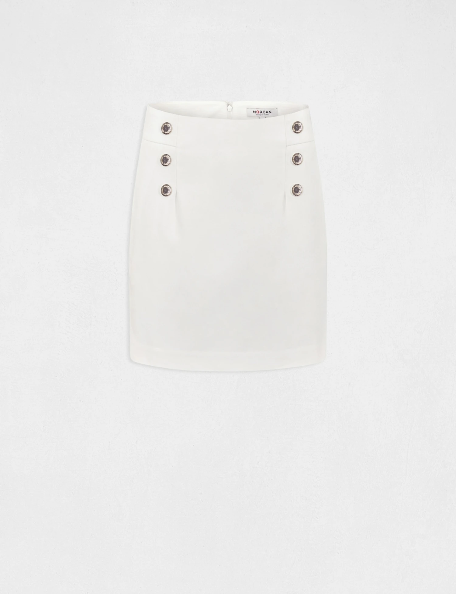 Jupe Droite à Ponts Ecru Femme – Image 4