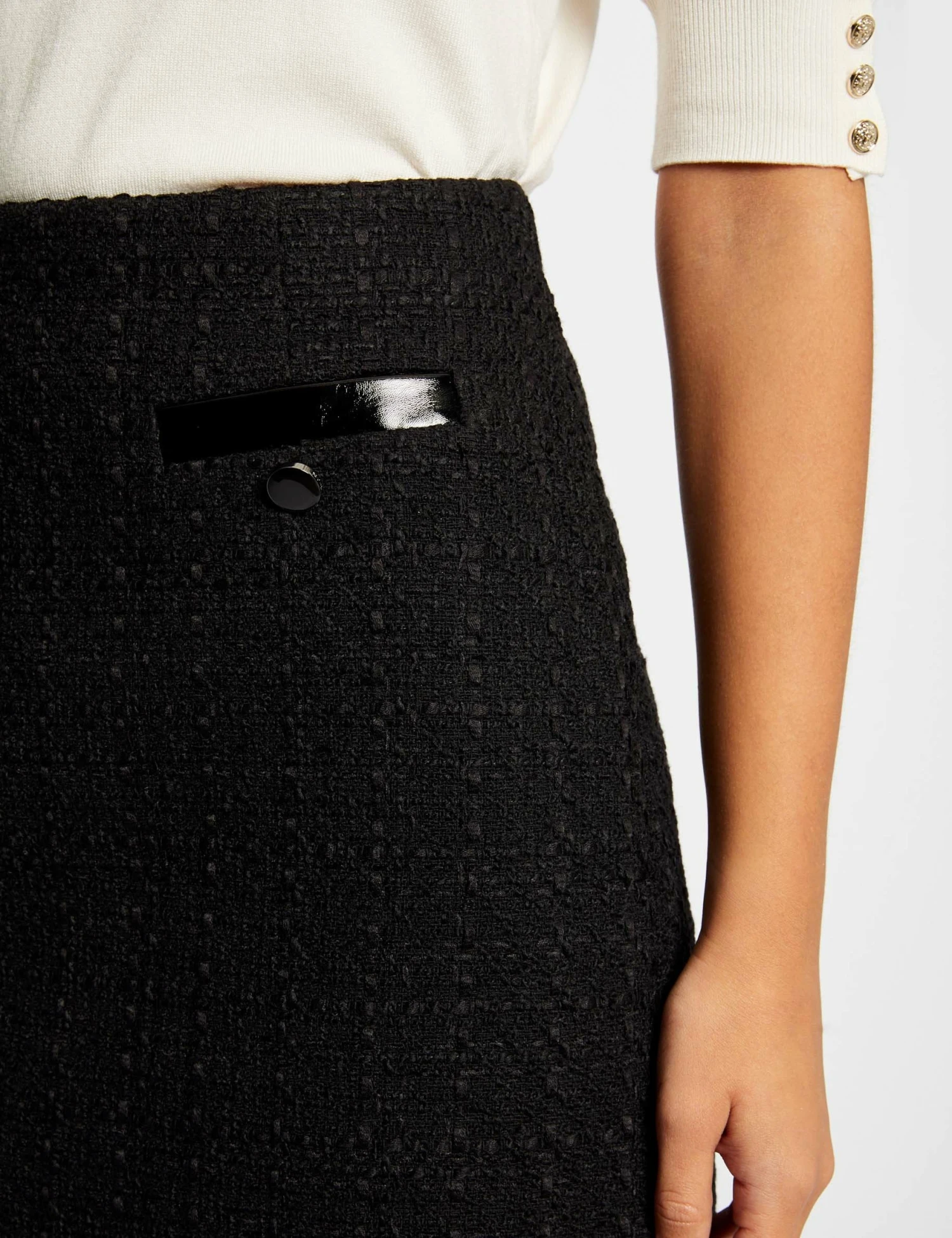 Jupe Droite Détails Vinyle Noir Femme – Image 5