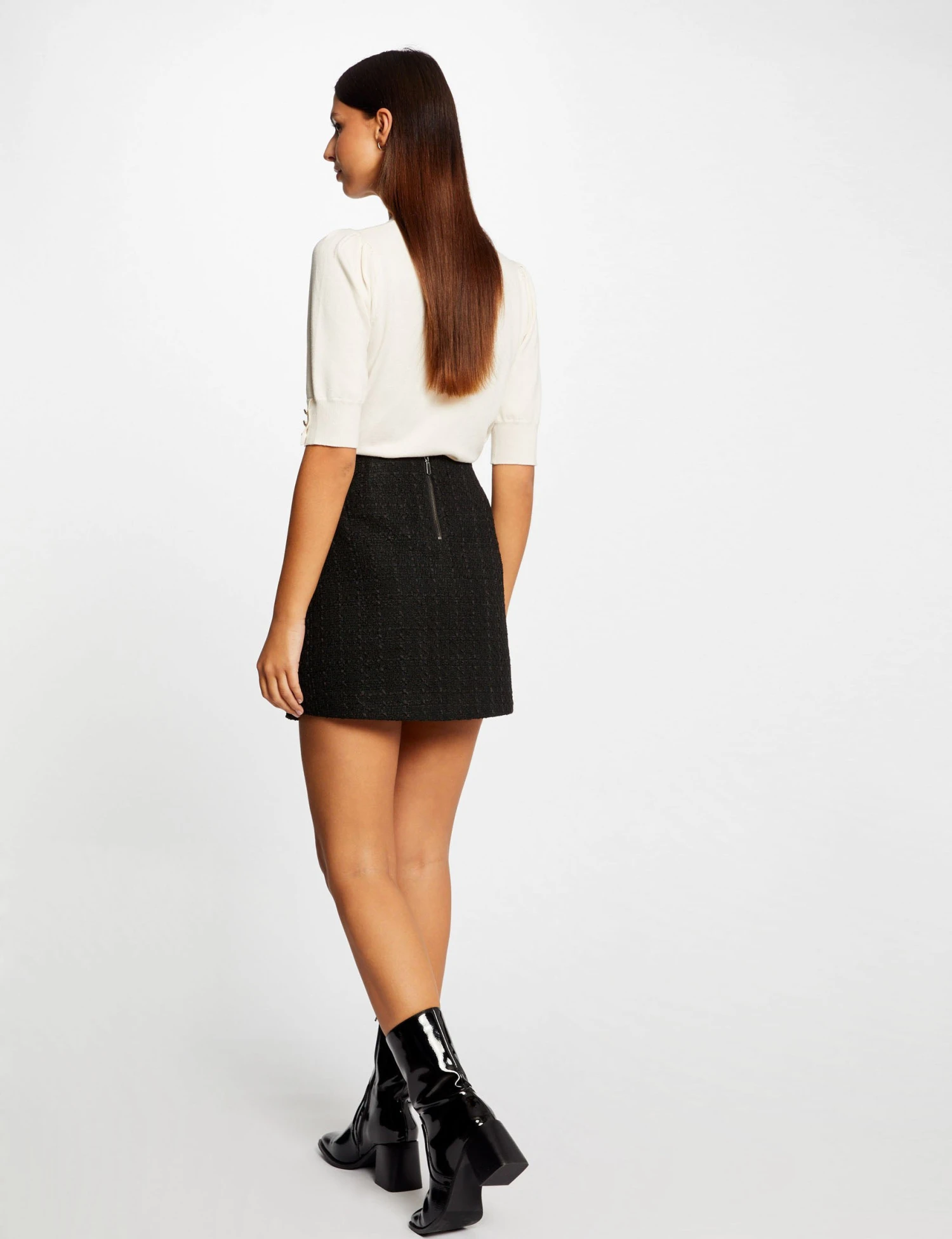 Jupe Droite Détails Vinyle Noir Femme – Image 3