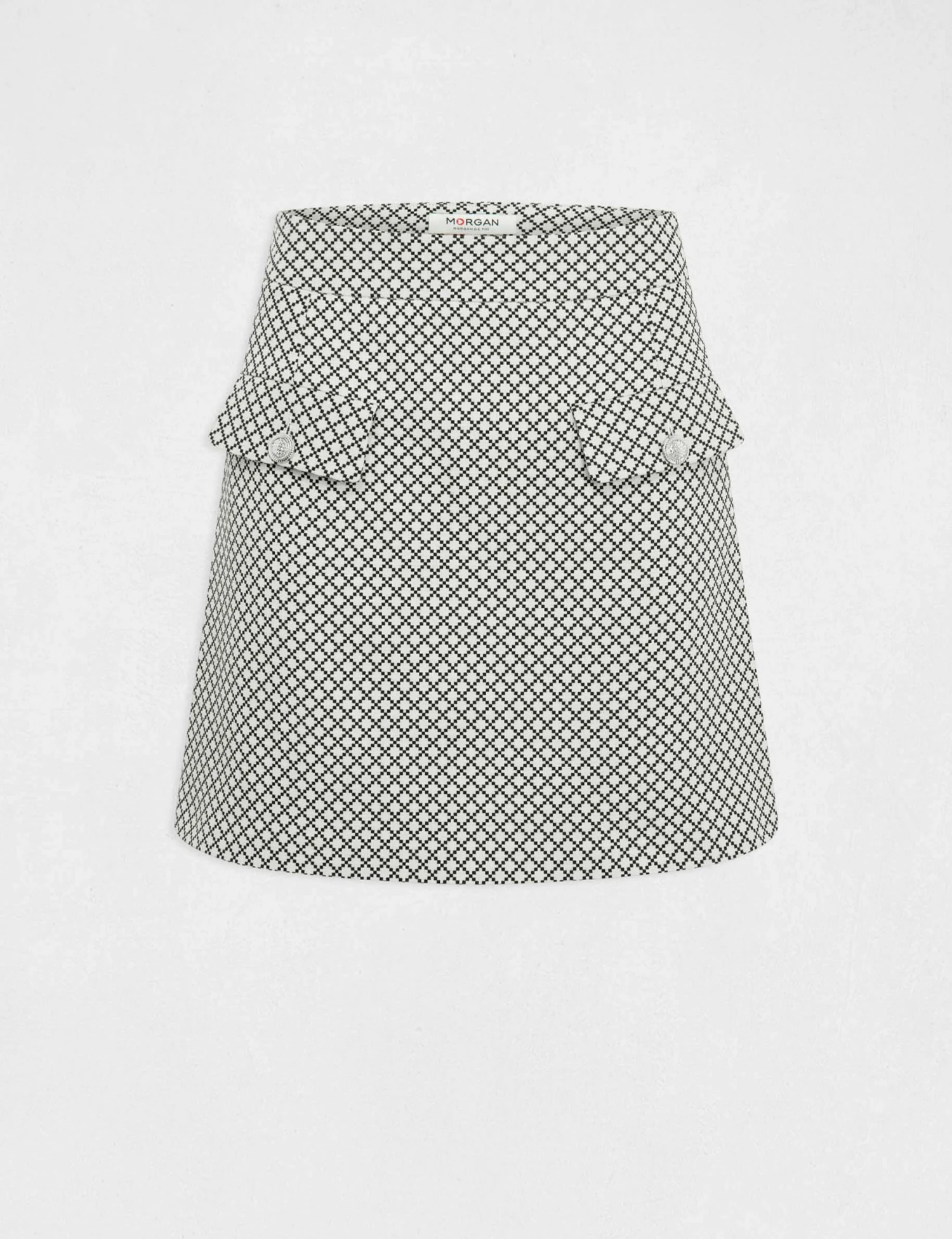 Jupe Droite Imprimé Géométrique Ecru Femme – Image 4