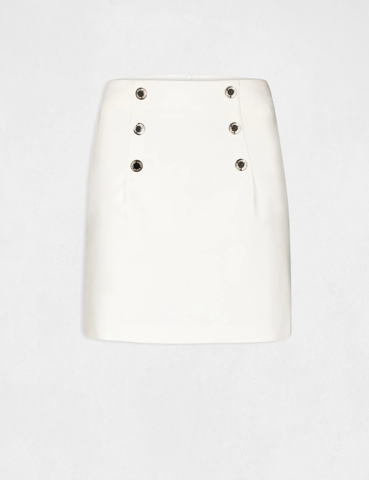 Jupe Droite Taille Haute Avec Boutons Ecru Femme – Image 4