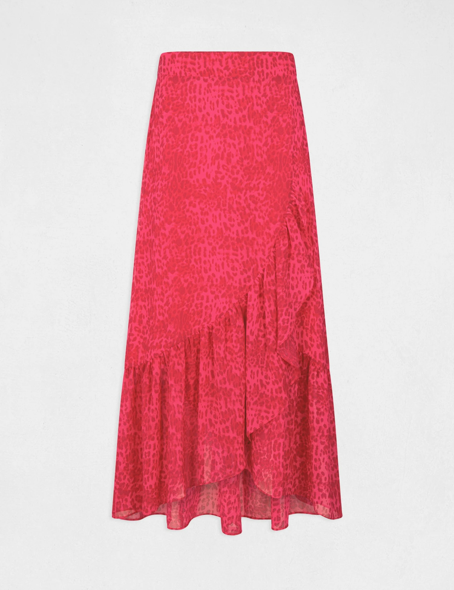 Jupe Longue Portefeuille Imprimé Léopard Rose Femme – Image 4