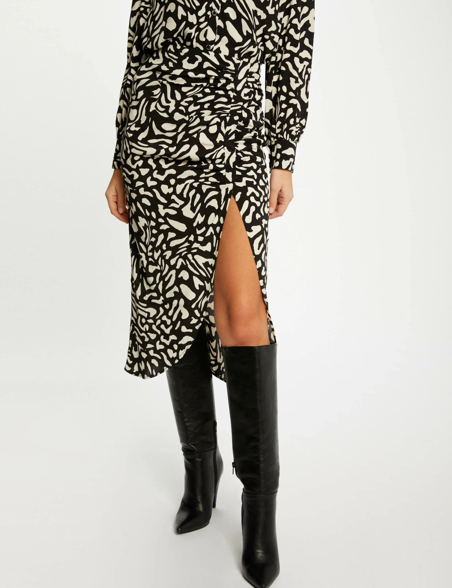 Jupe Midi Droite Imprimé Abstrait Multico Femme – Image 3