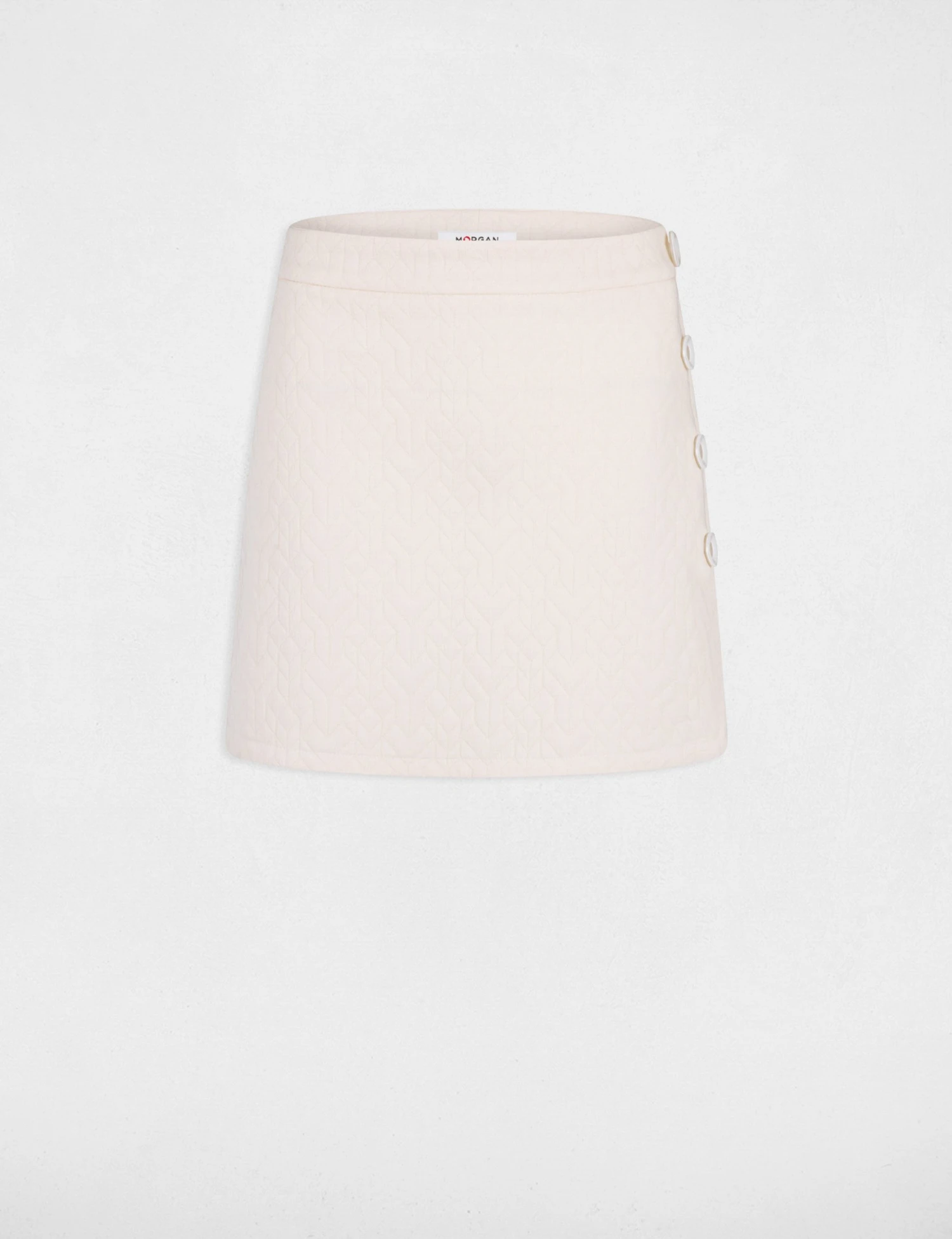 Jupe Portefeuille Aspect Matelassé Ecru Moyen Femme – Image 5