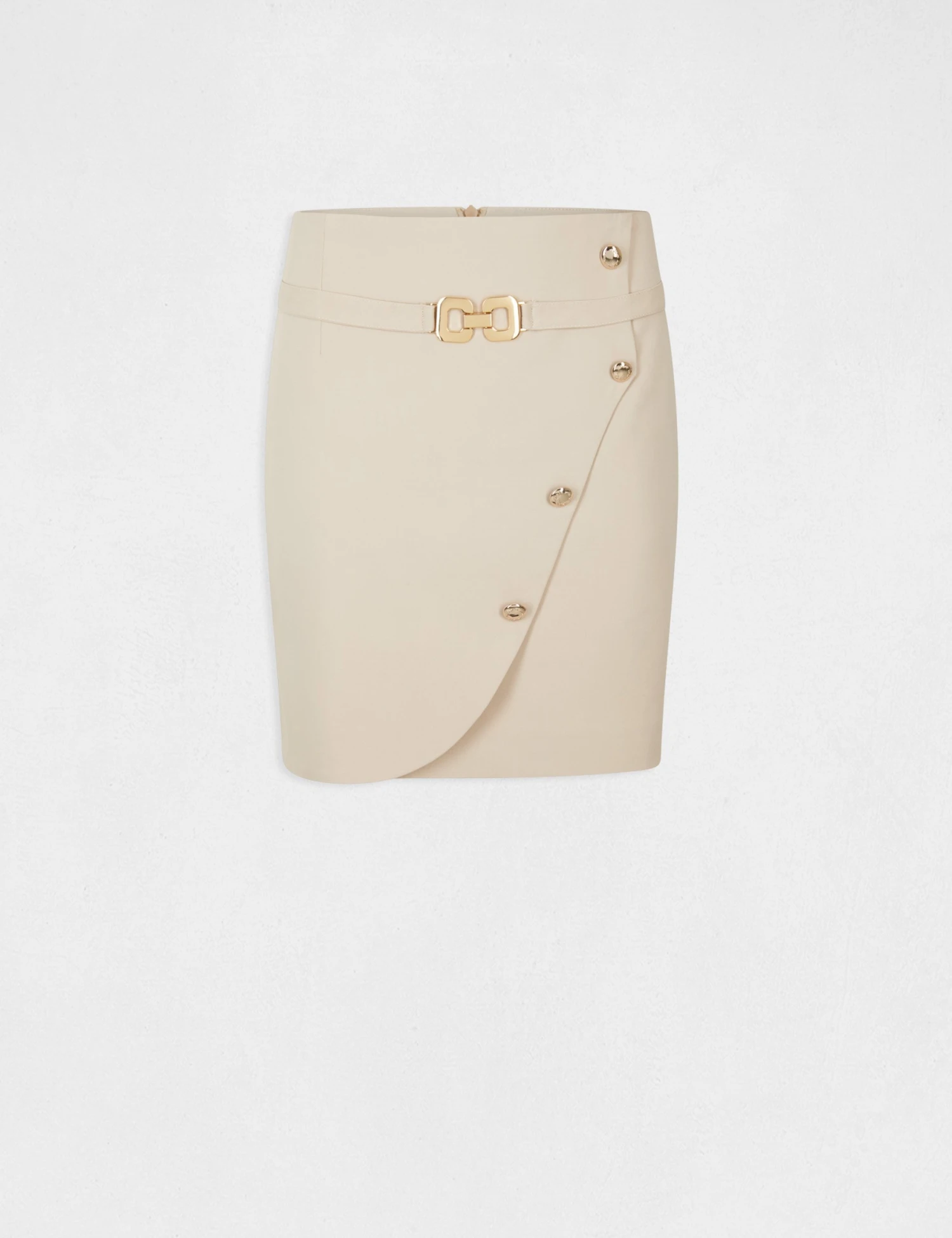 Jupe Portefeuille Avec Boutons Beige Femme – Image 4