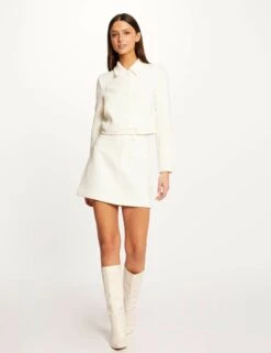 Jupe Trapèze Taille Haute Ecru Femme