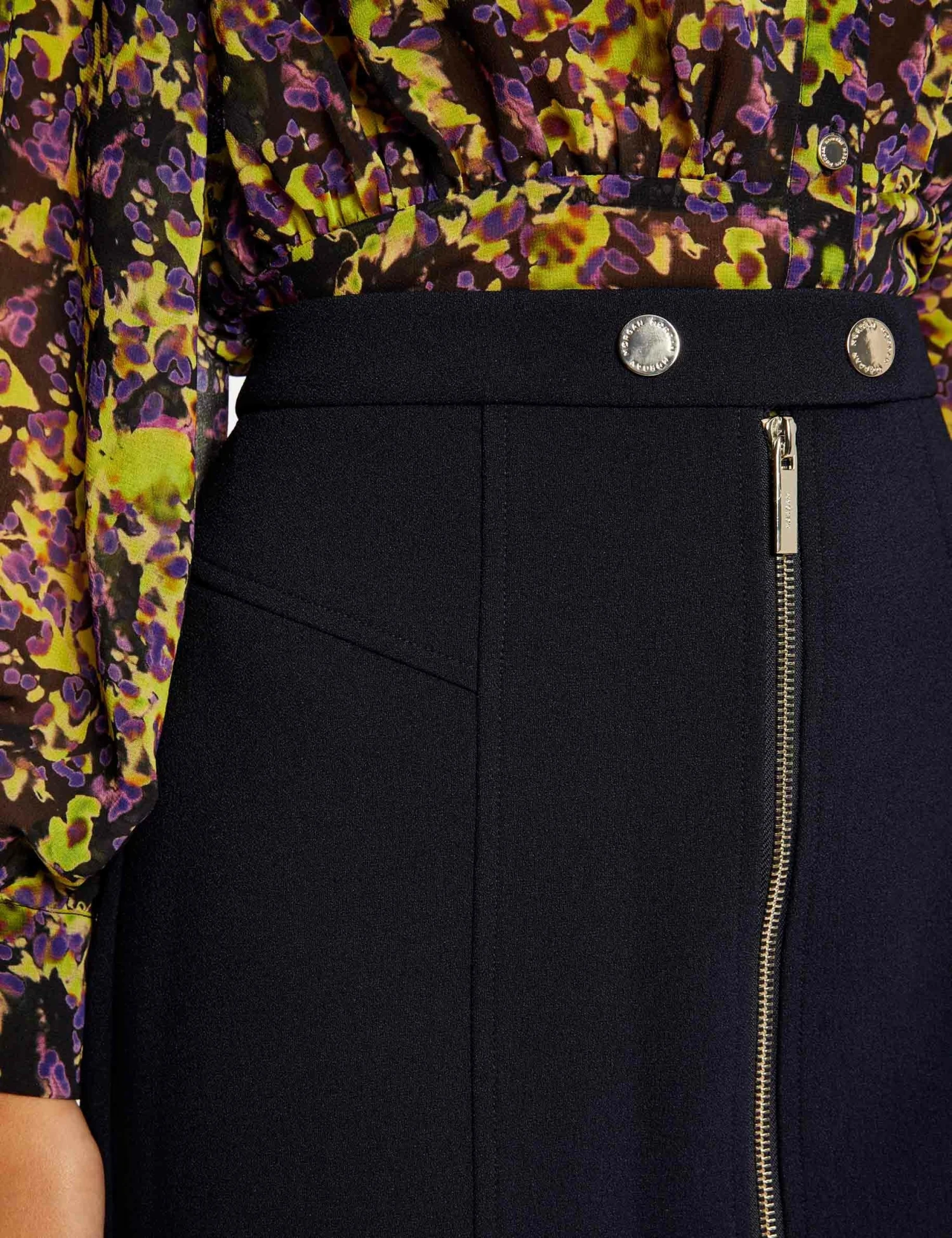 Jupe Trapèze Zippée Marine Femme – Image 5