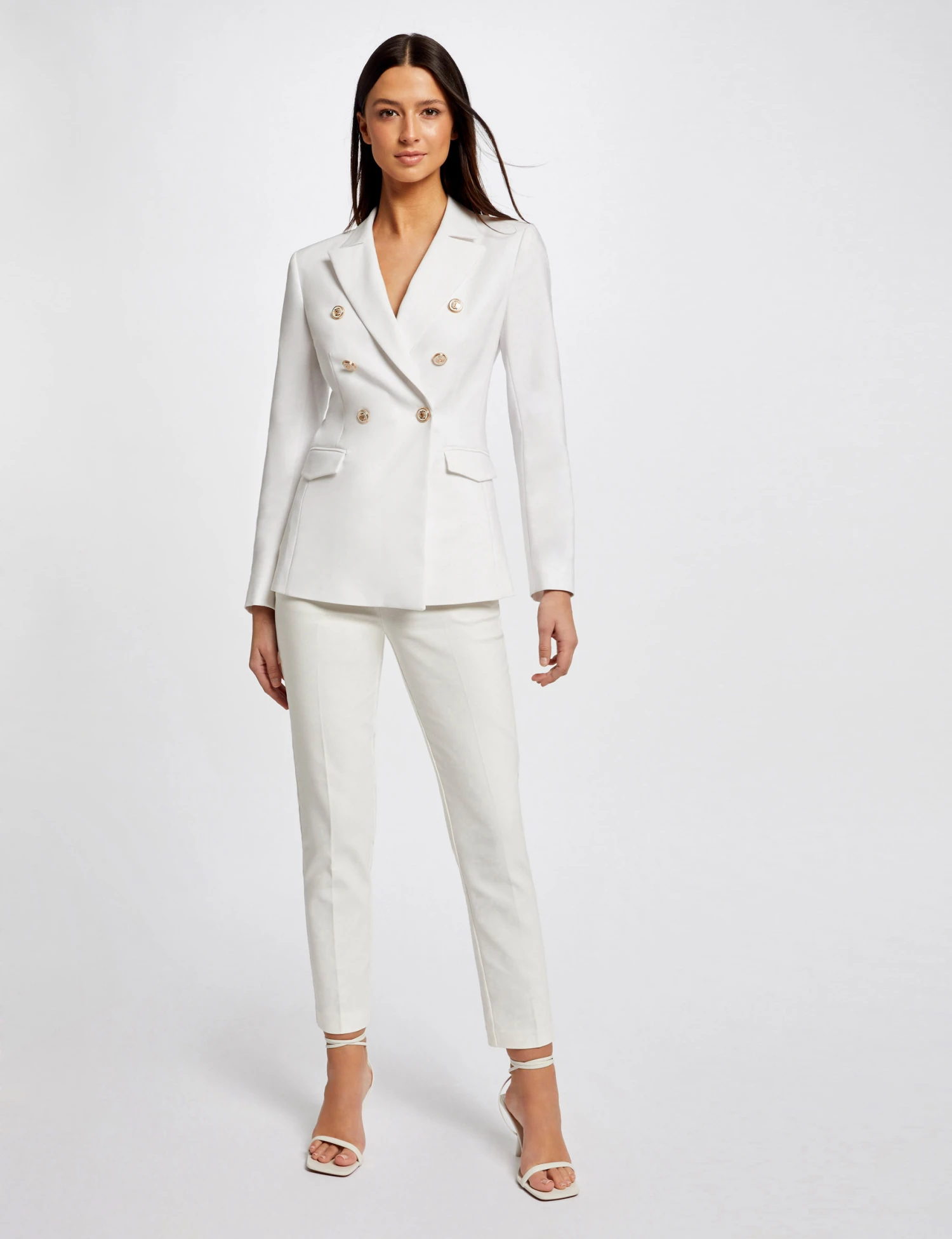 Pantalon Ajusté 7/8ème à Pinces Ecru Femme