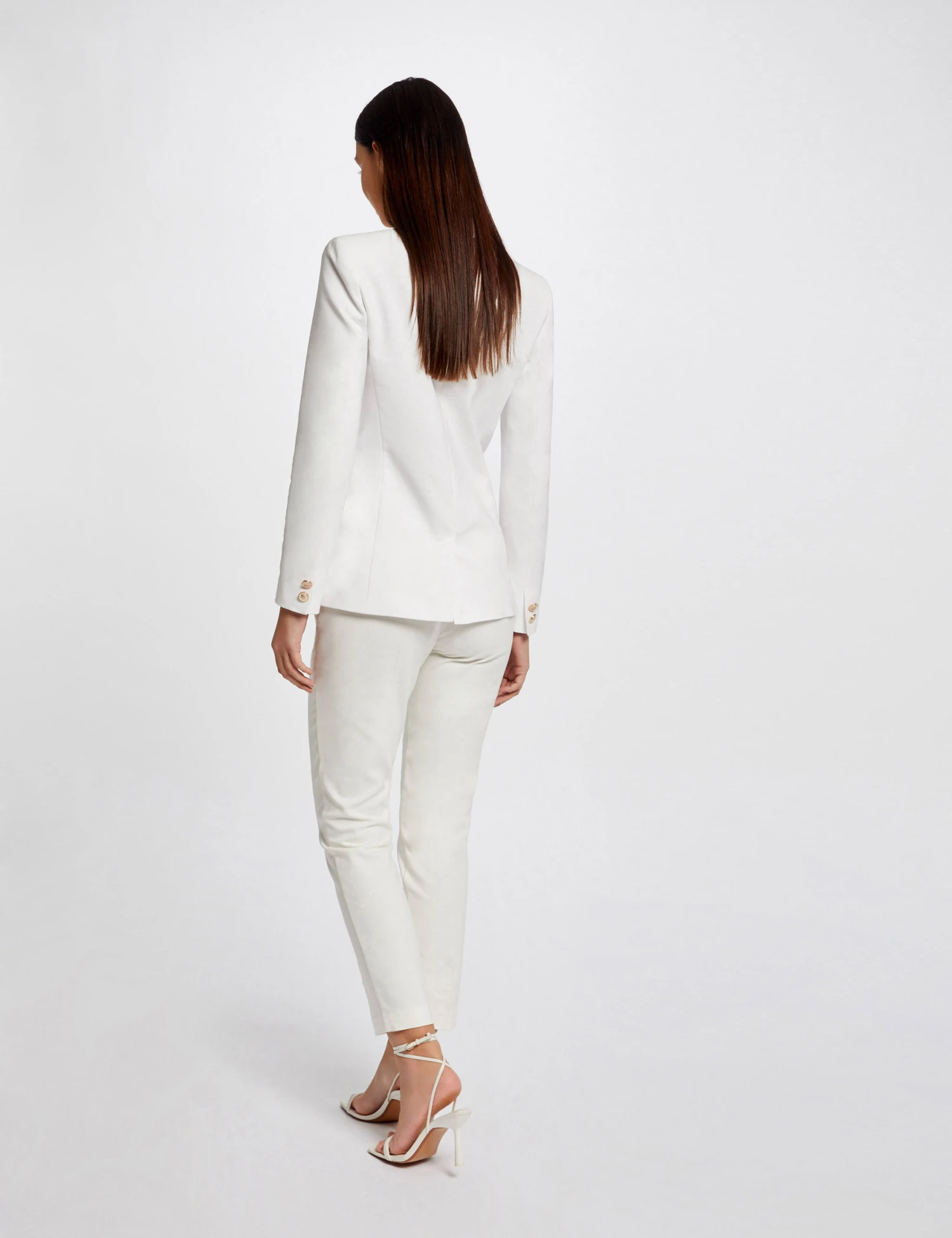 Pantalon Ajusté 7/8ème à Pinces Ecru Femme – Image 2