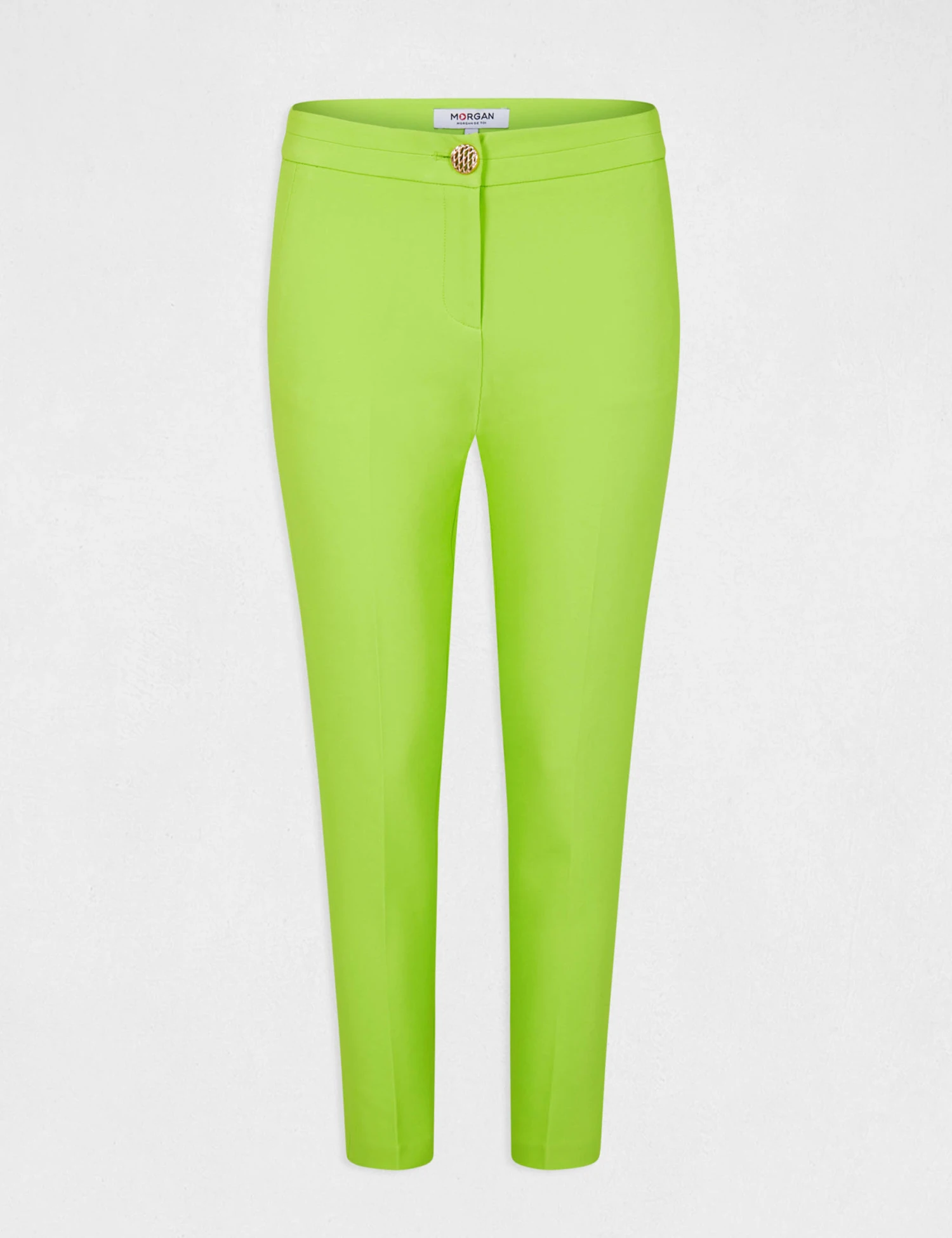 Pantalon City Ajusté 7/8ème à Pinces Anis Femme – Image 4