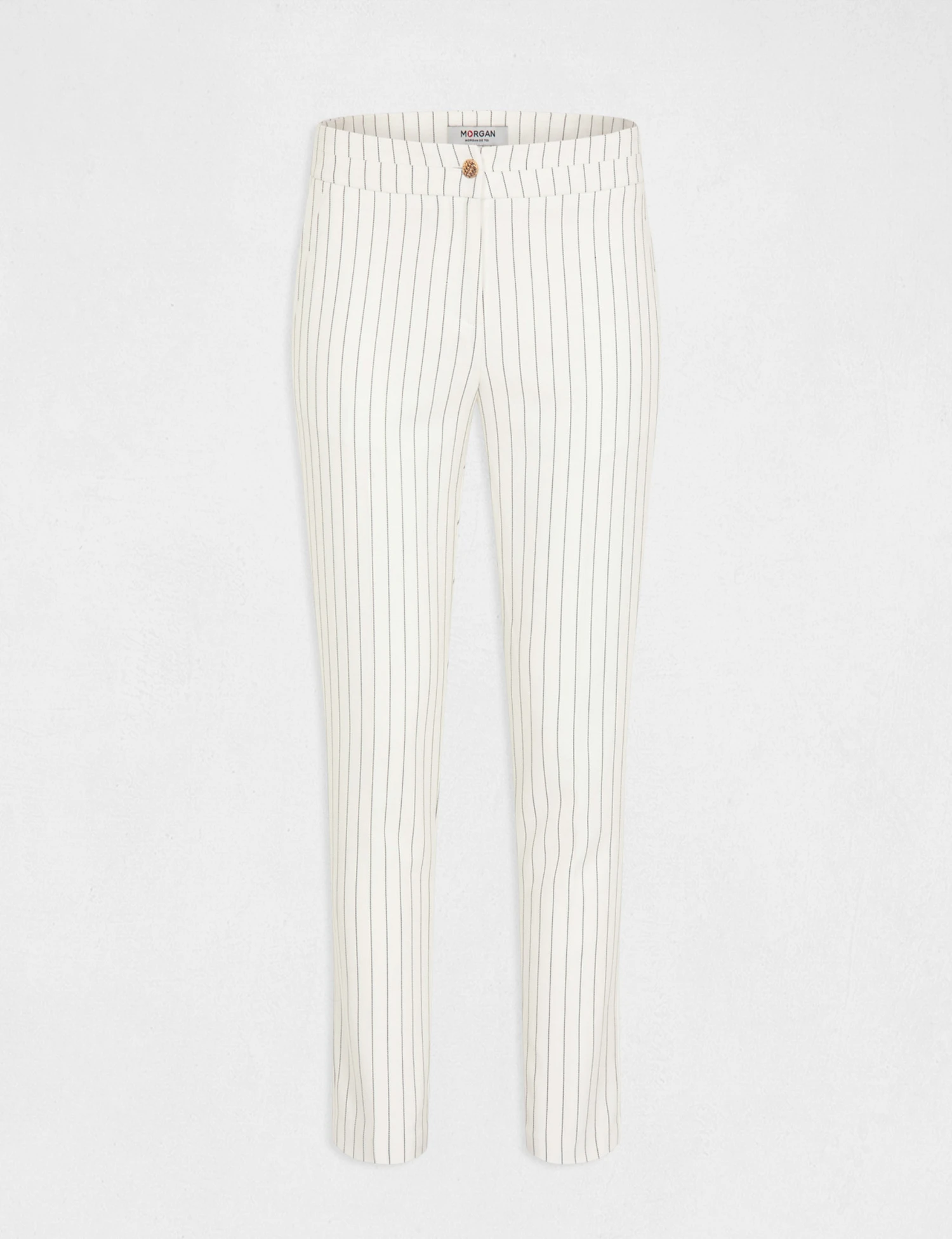 Pantalon City Ajusté 7/8ème à Rayures Ecru Femme – Image 4