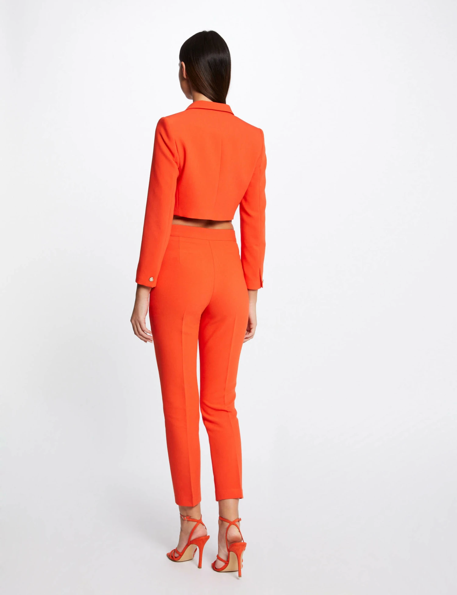 Pantalon City Ajusté 7/8ème Avec Boutons Orange Femme – Image 2