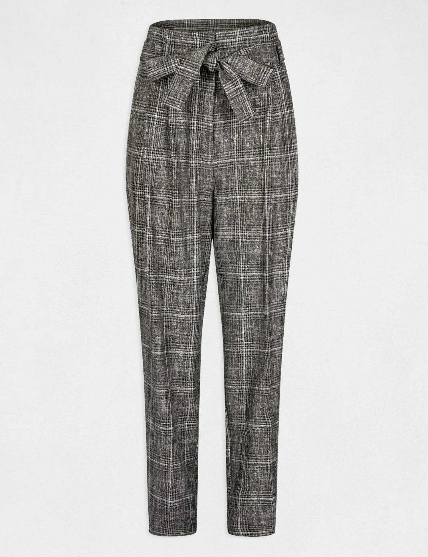 Pantalon City Paperbag à Carreaux Gris Moyen Femme – Image 4