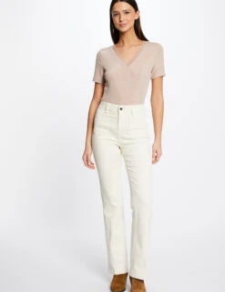 Pantalon Droit Avec Pinces Ivoire Femme