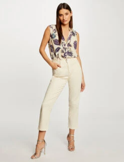 Pantalon Droit Ecru Moyen Femme