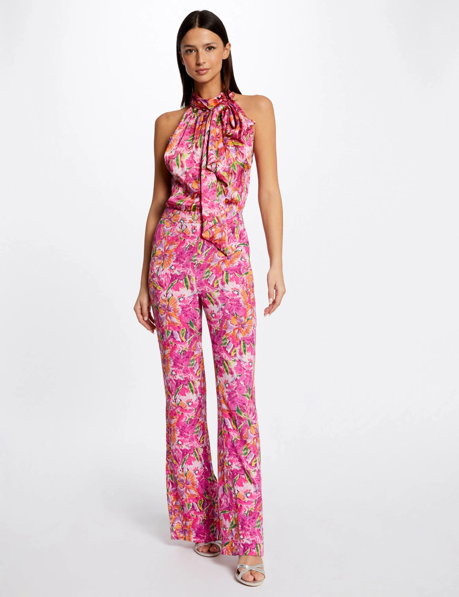 Pantalon Flare Fluide Imprimé Floral Multico Femme