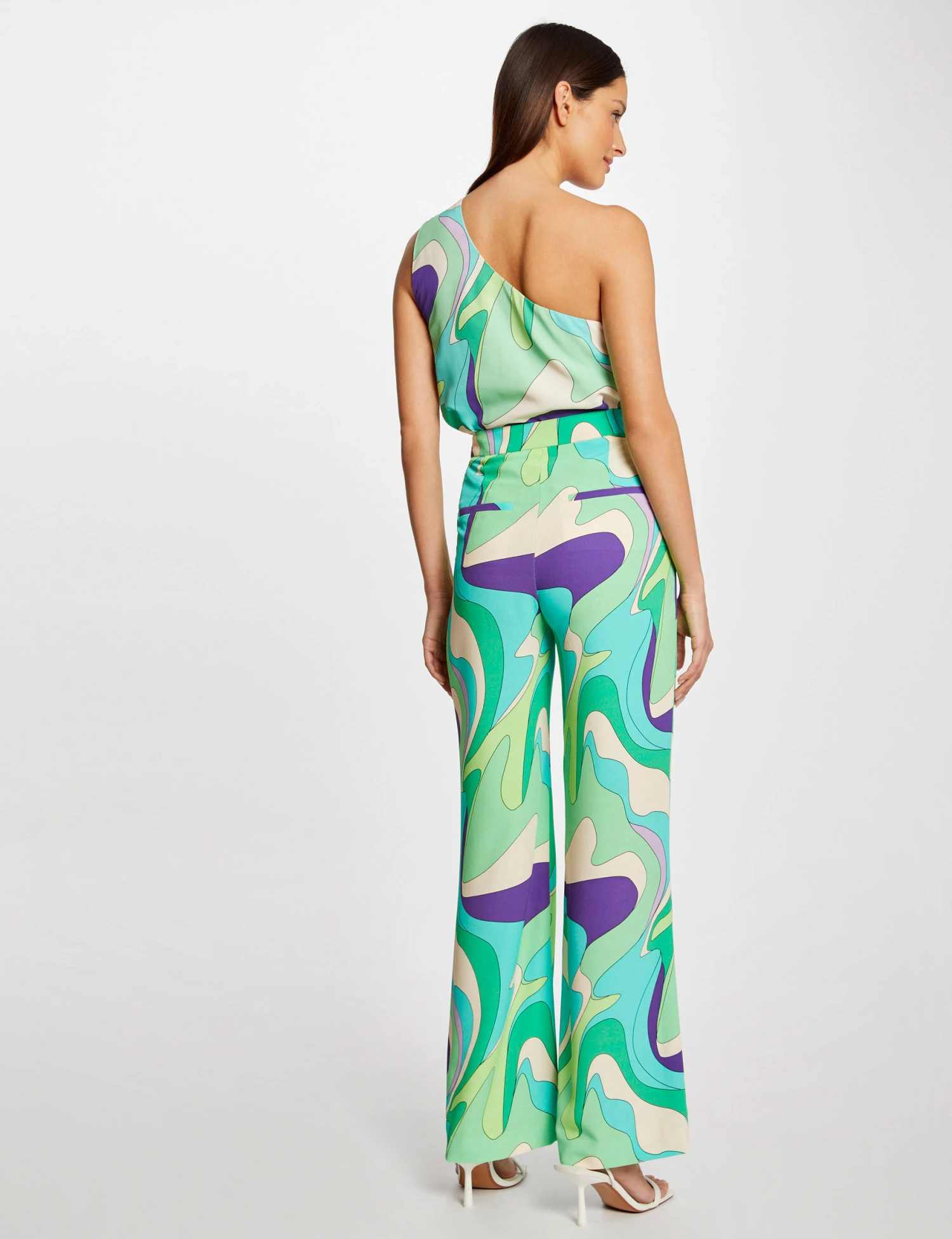Pantalon Large Fluide Imprimé Abstrait Multico Femme – Image 2