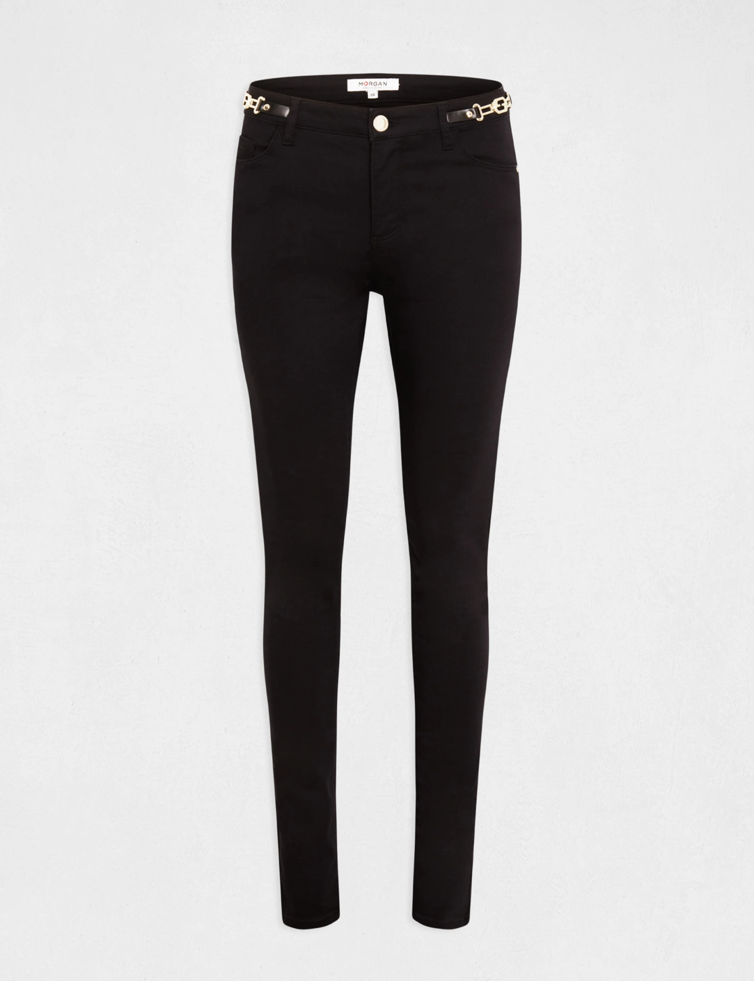 Pantalon Skinny à Détails Chaînes Noir Femme – Image 4