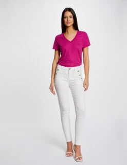 Pantalon Skinny Ă Ponts Ecru Femme