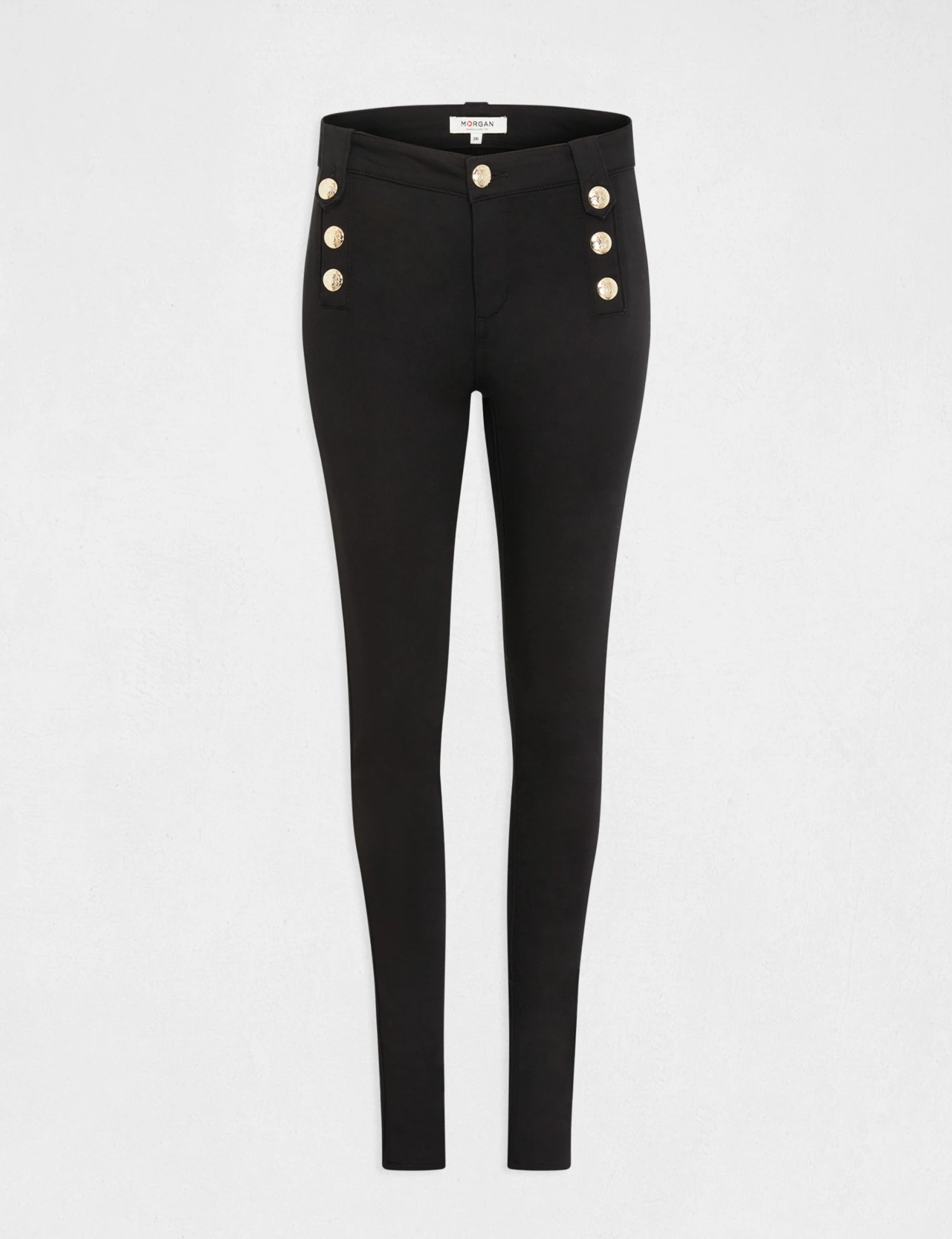 Pantalon Skinny Avec Boutons Décoratifs Noir Femme – Image 4
