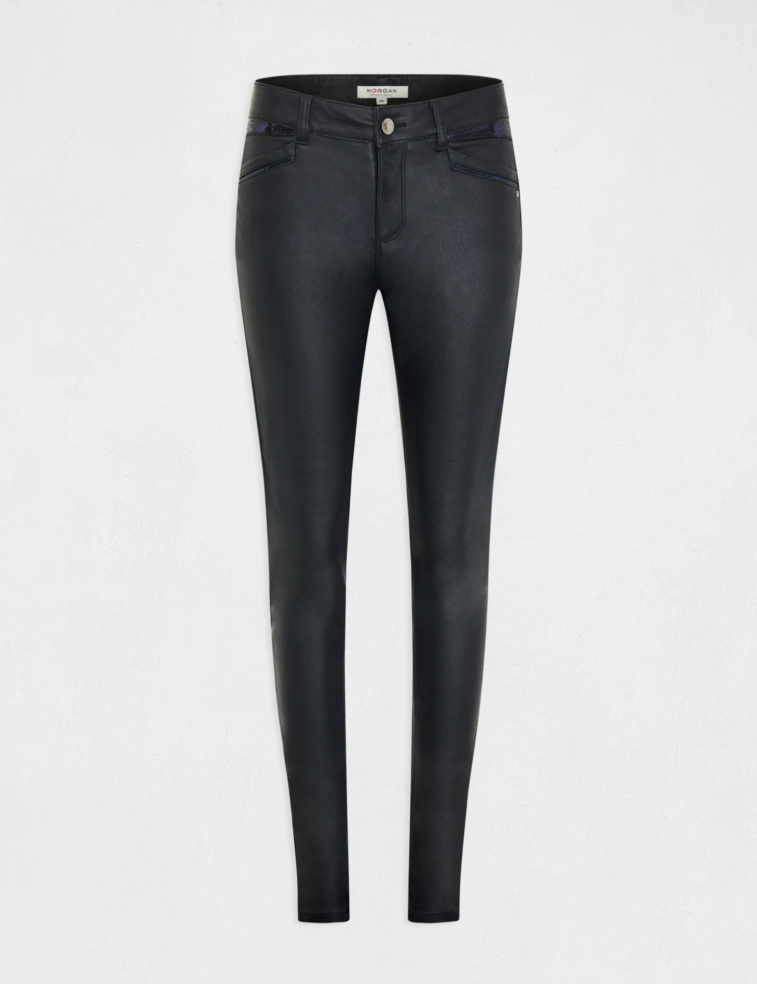 Pantalon Skinny Enduit Marine Femme – Image 4