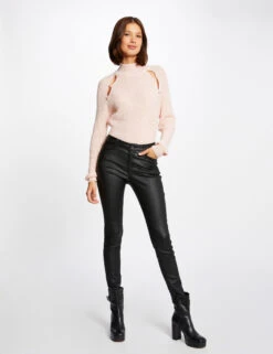 Pantalon Skinny Enduit Noir Femme