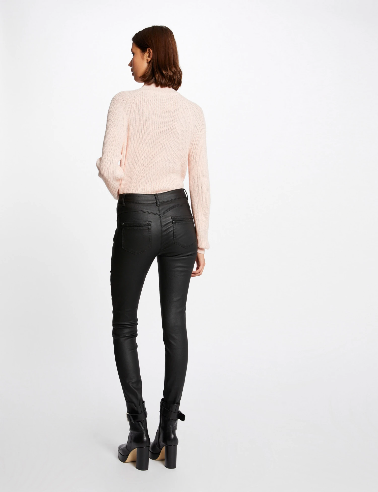 Pantalon Skinny Enduit Noir Femme – Image 2