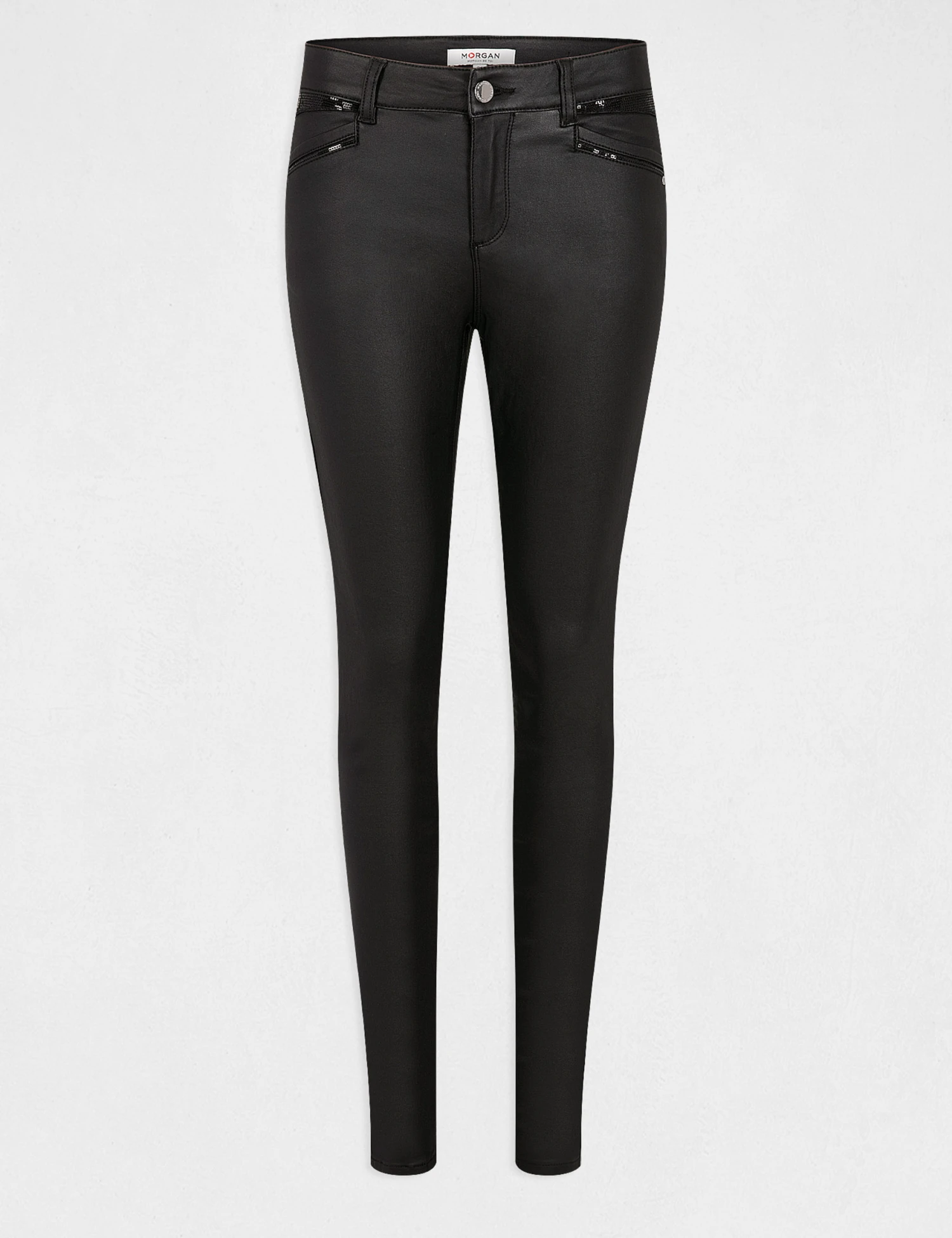 Pantalon Skinny Enduit Noir Femme – Image 4
