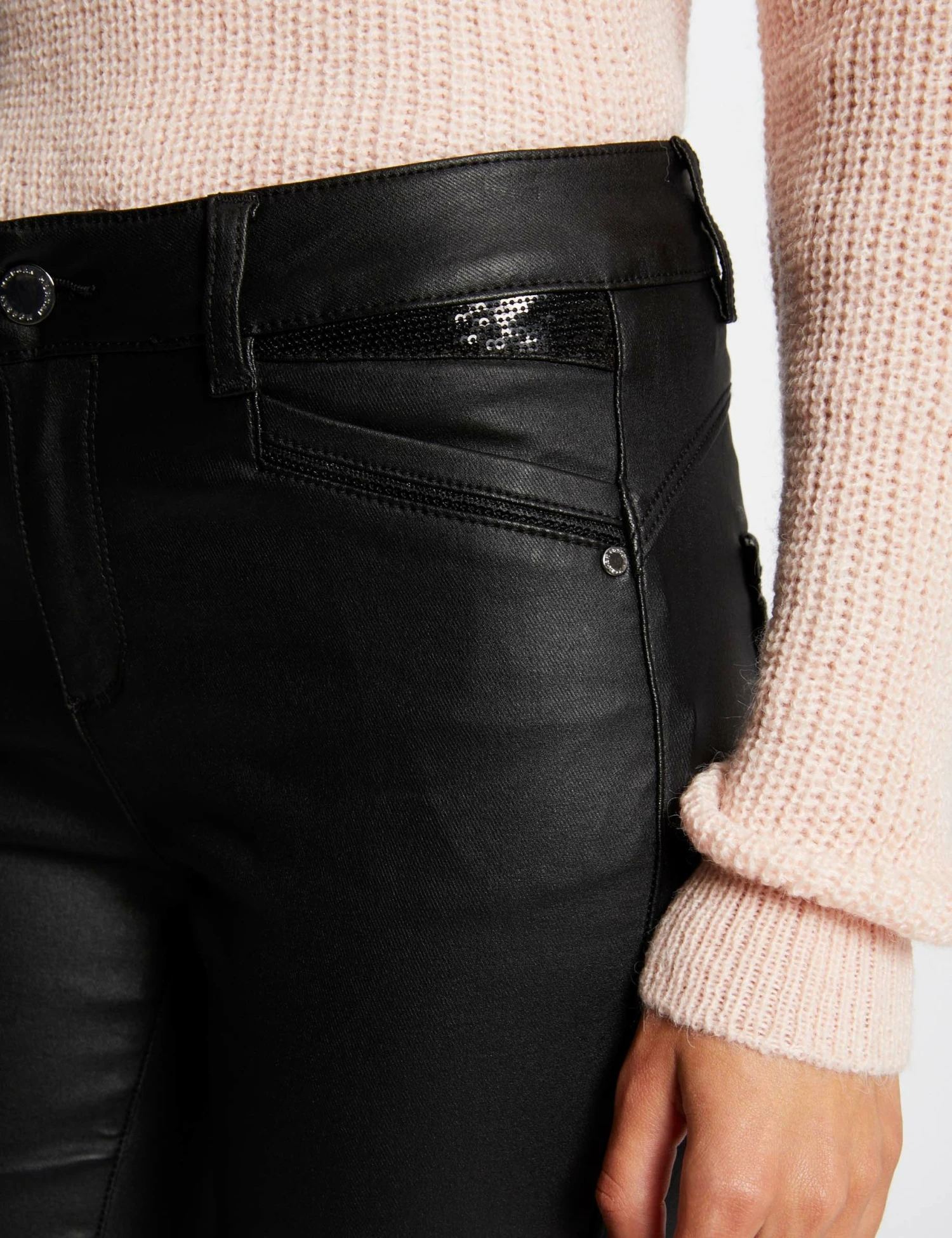 Pantalon Skinny Enduit Noir Femme – Image 5