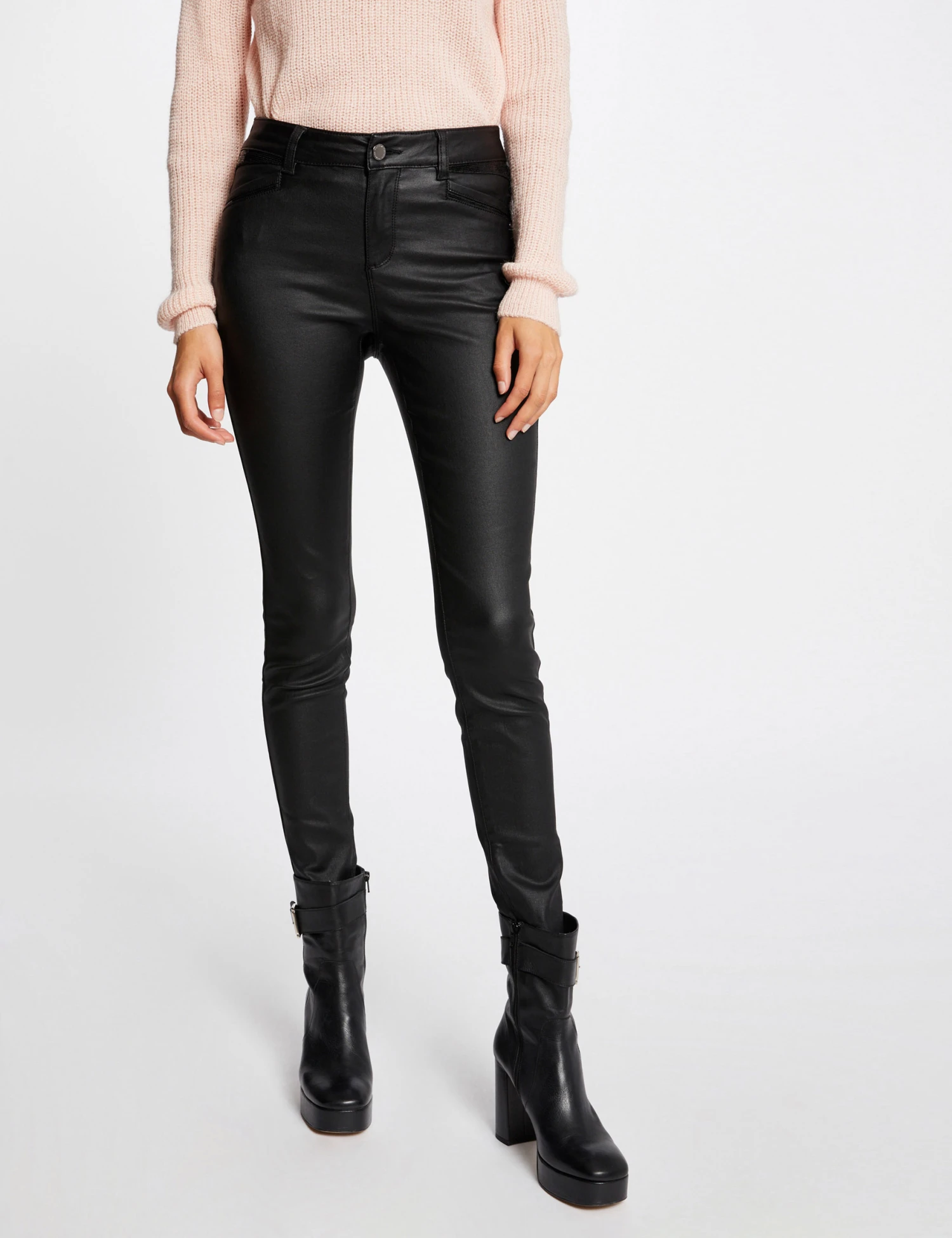 Pantalon Skinny Enduit Noir Femme – Image 3