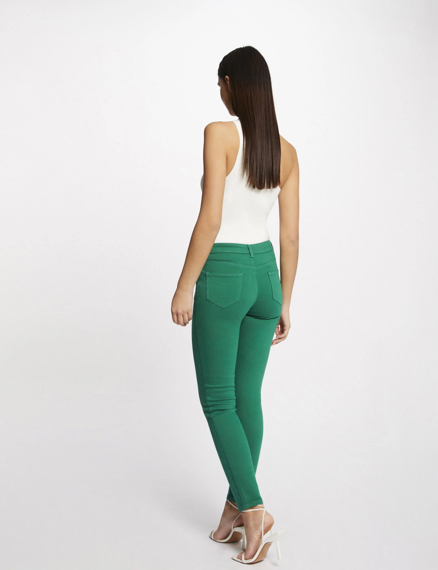 Pantalon Skinny Taille Basse Vert Femme – Image 2