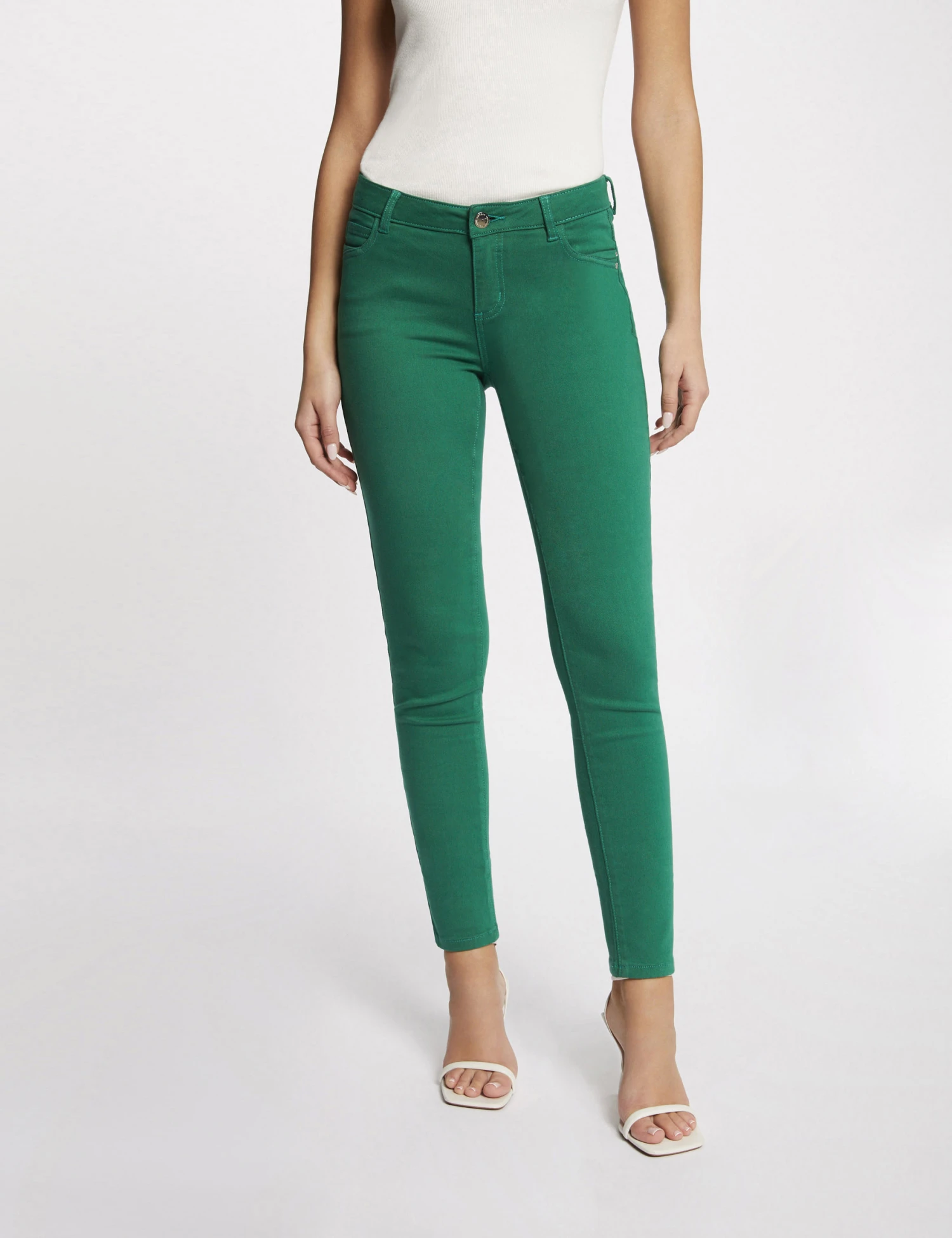 Pantalon Skinny Taille Basse Vert Femme – Image 3