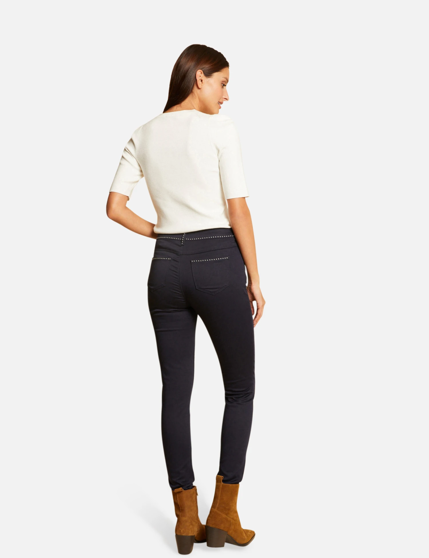 Pantalon Slim Avec Clous Marine Femme – Image 2