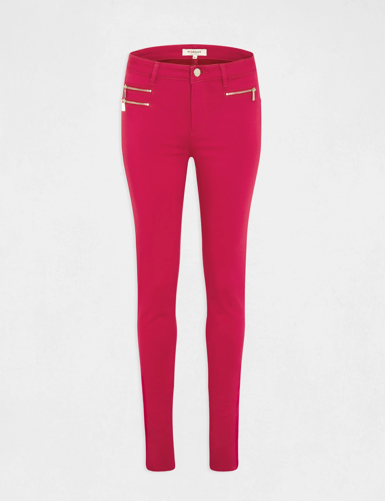 Pantalon Slim Effet Stretch Rose Fonce Femme – Image 4