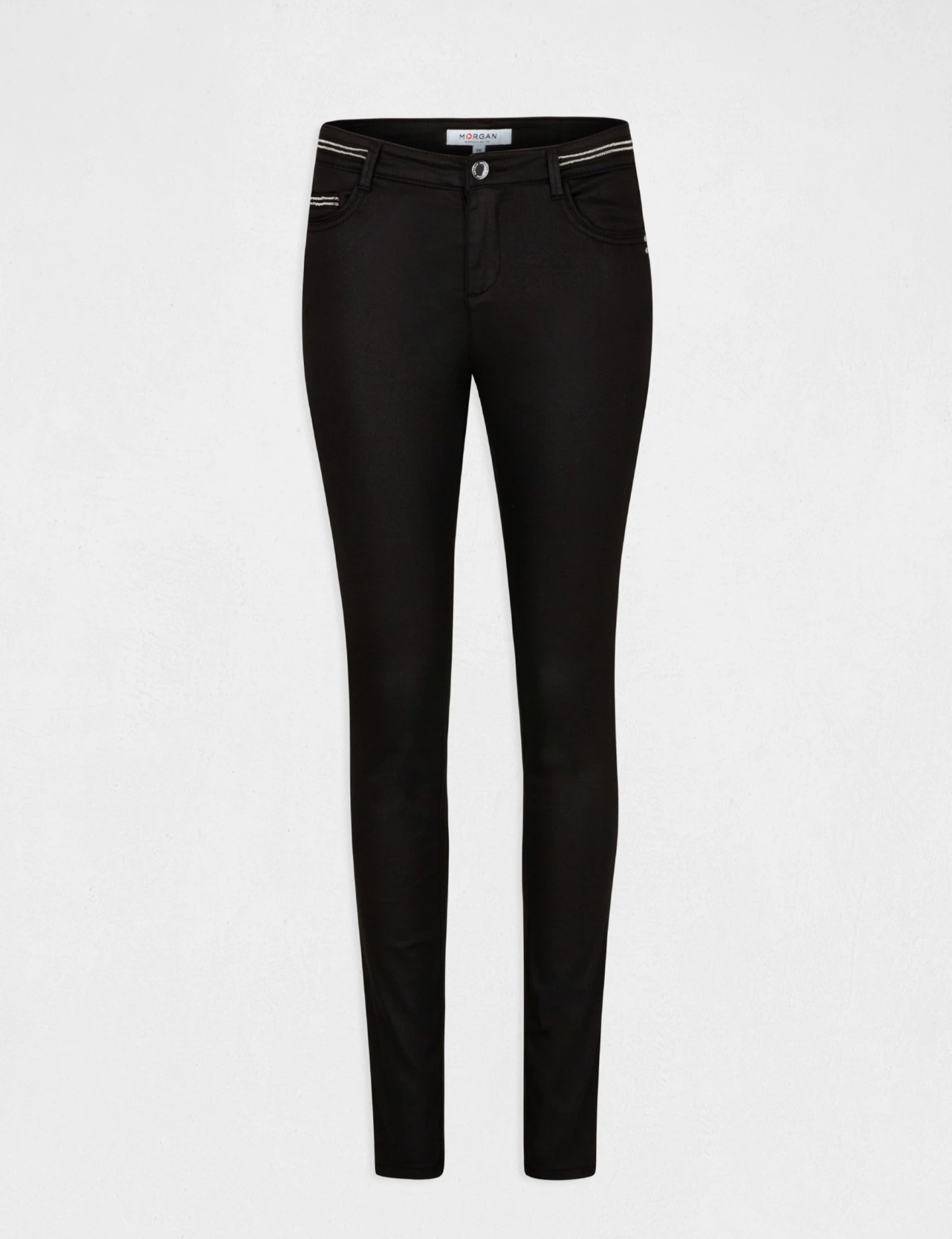 Pantalon Slim Enduit Noir Femme – Image 4