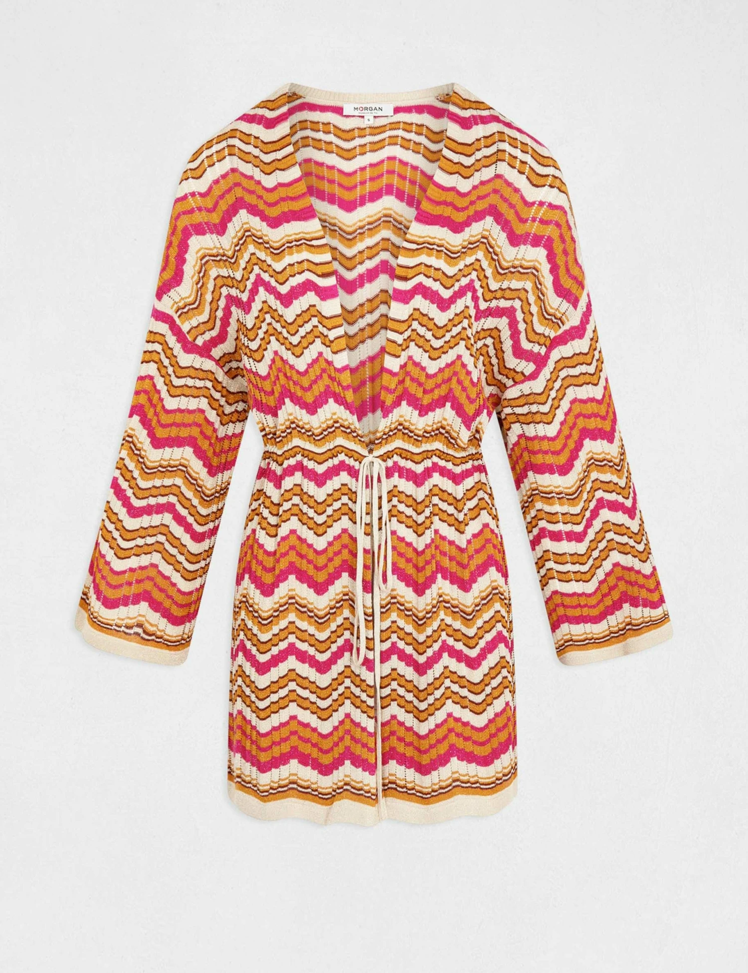 Poncho Imprimé Chevron Orange Femme – Image 5
