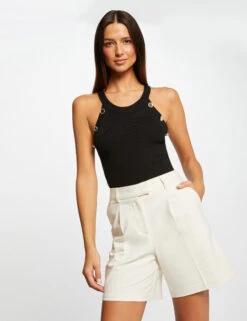 Pull Débardeur Avec Boutons Noir Femme