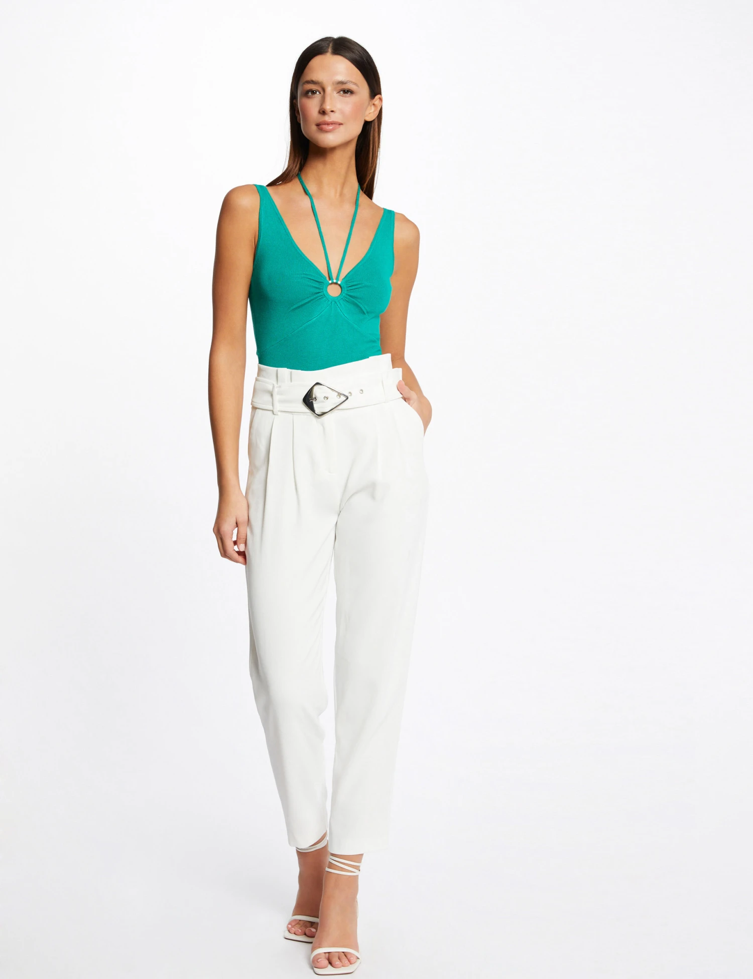 Pull Débardeur Avec Dos Nu Vert Moyen Femme – Image 3