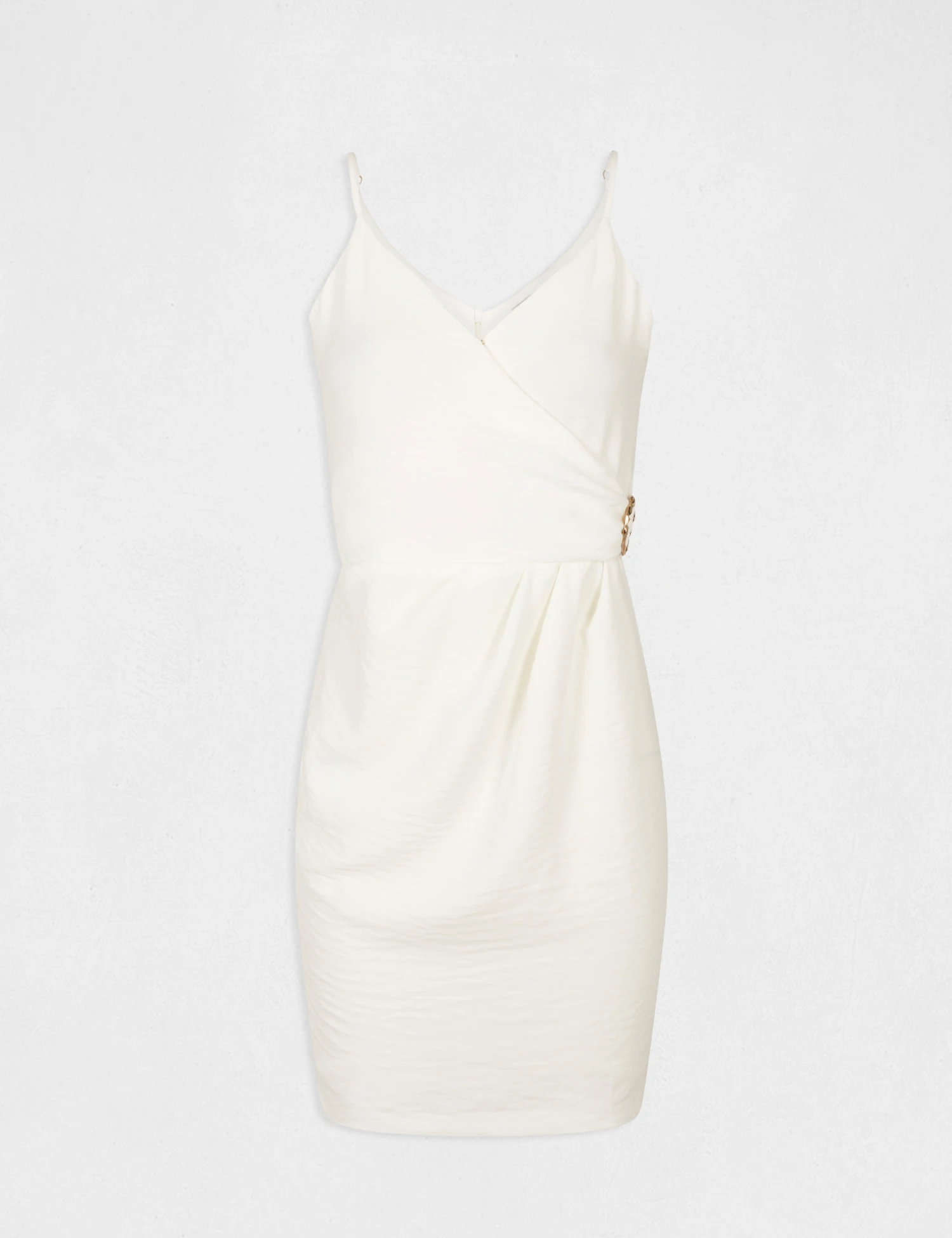 Robe Ajustée Avec Effet Drapé Ecru Femme – Image 4