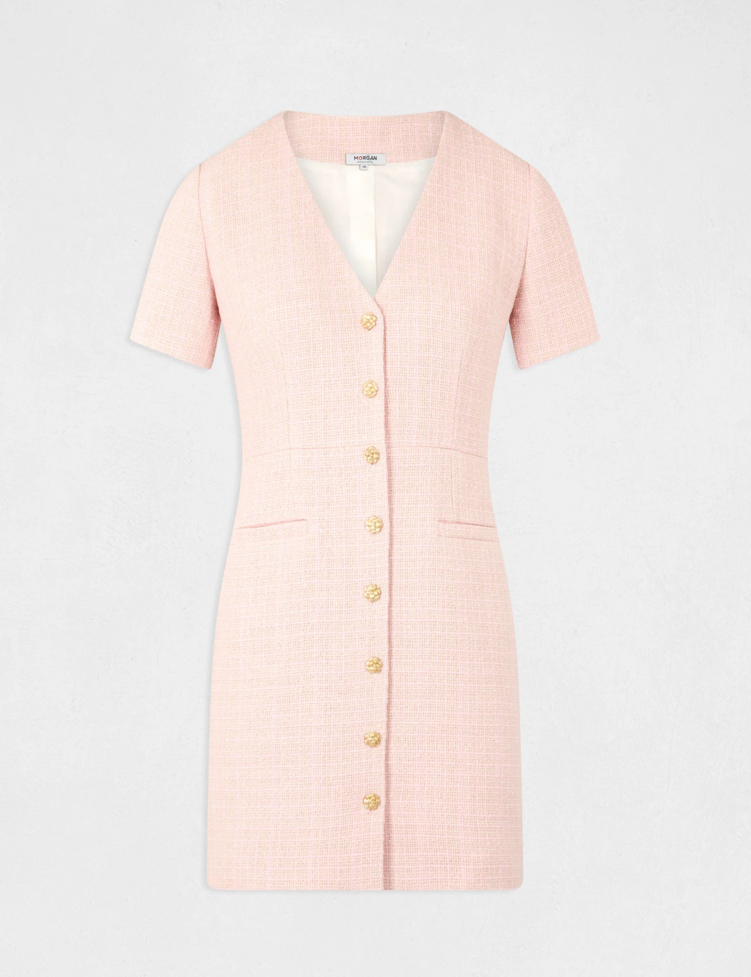 Robe Ajustée Boutonnée Rose Femme – Image 5
