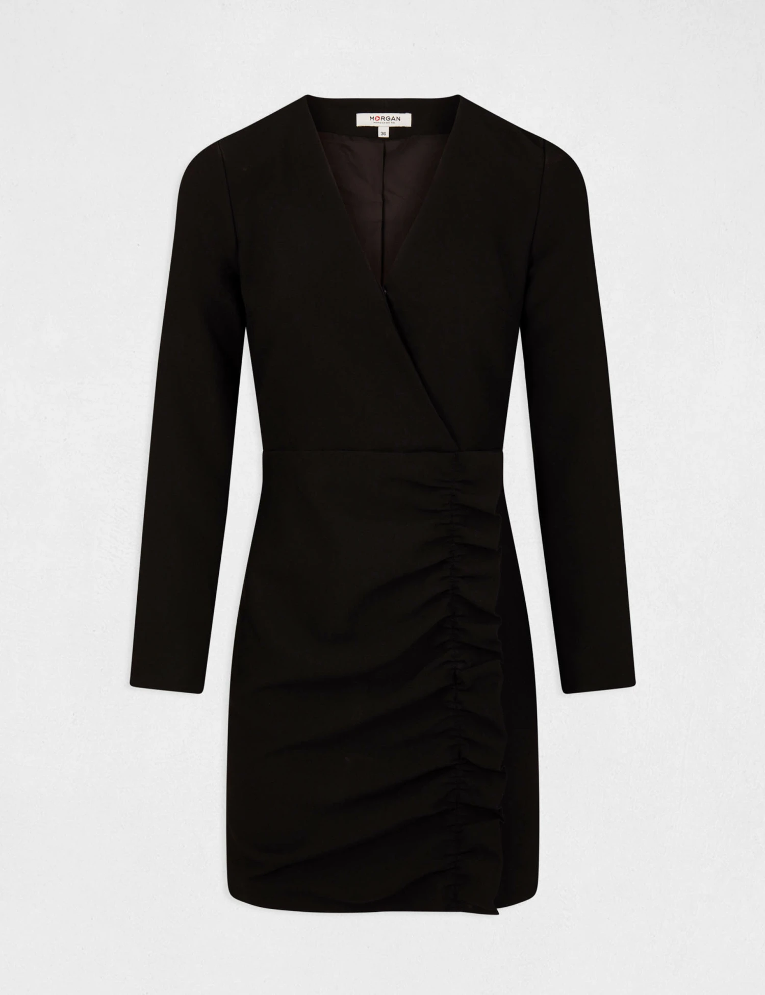 Robe Ajustée Drapée à Volants Noir Femme – Image 5