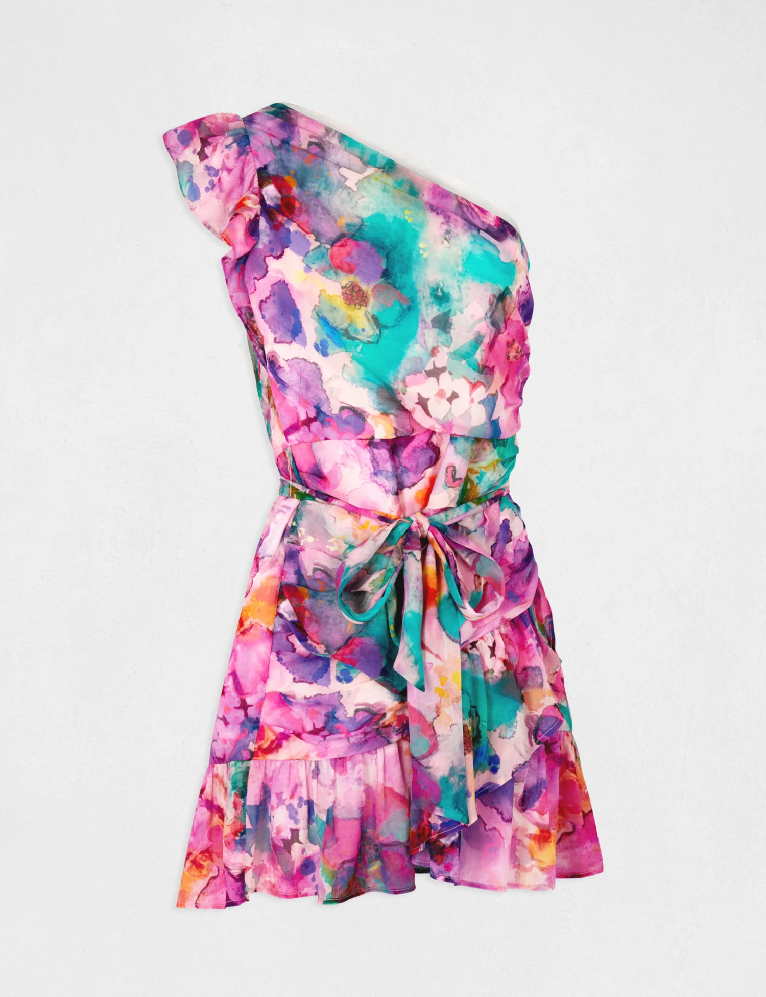 Robe Ajustée Drapée Asymétrique Imprimée Multico Femme – Image 5