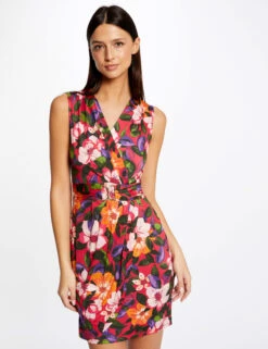 Robe Ajustée Drapée Imprimé Floral Multico Femme