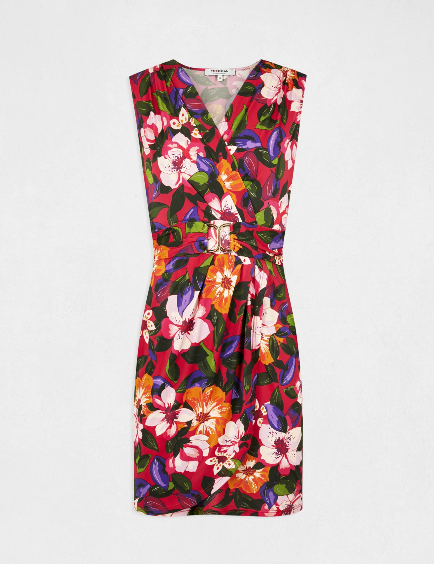 Robe Ajustée Drapée Imprimé Floral Multico Femme – Image 4