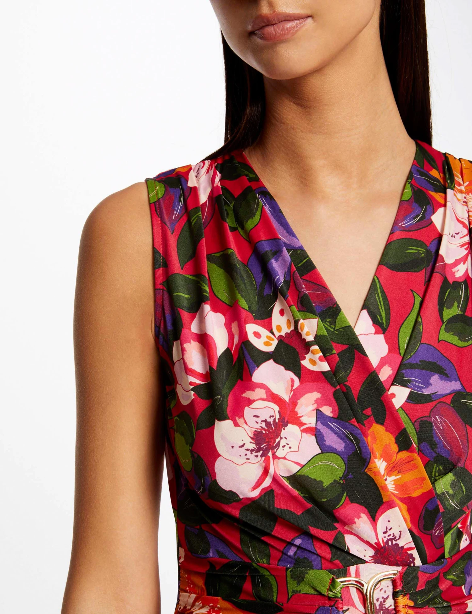 Robe Ajustée Drapée Imprimé Floral Multico Femme – Image 5